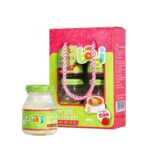 Nước yến cho trẻ em Green Bird hương dâu 4 hũ x 72g