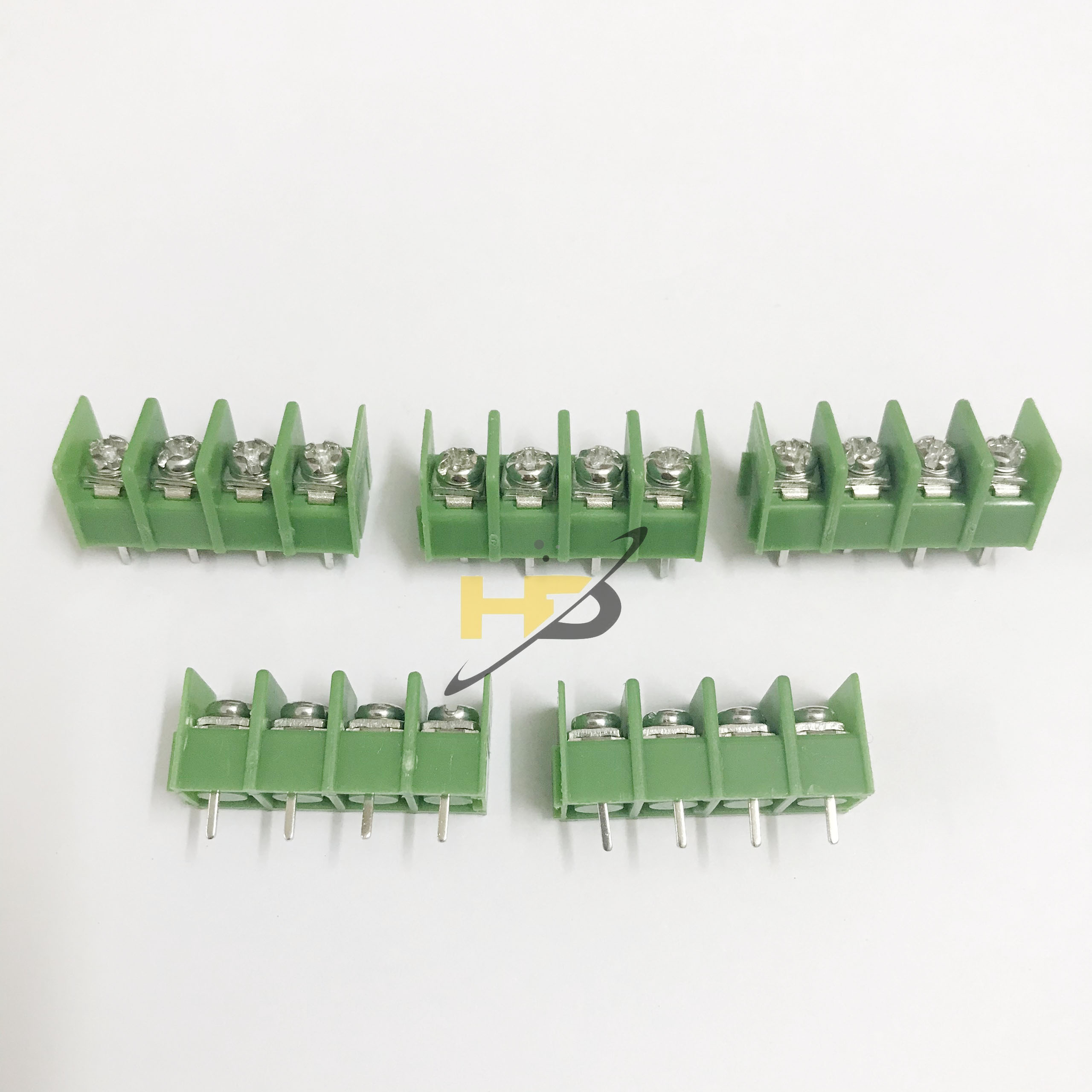 Bộ 10 Chiếc Cầu Đấu Dây Domino KF7.62-4P Màu Xanh Lá, Cọc Nguồn