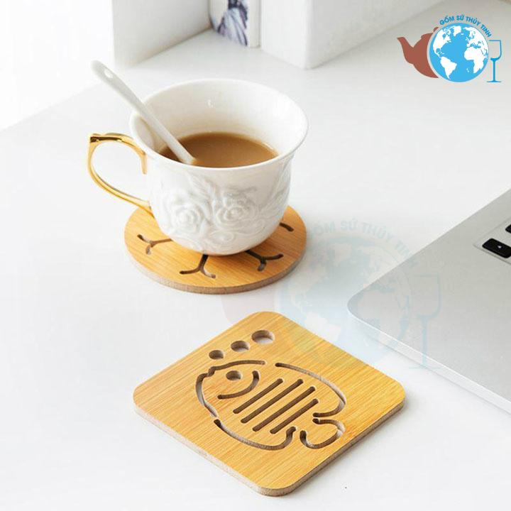 Miếng lót ly bằng gỗ kiểu dáng dễ thương hàng đẹp chất lượng - đế gỗ lót ly