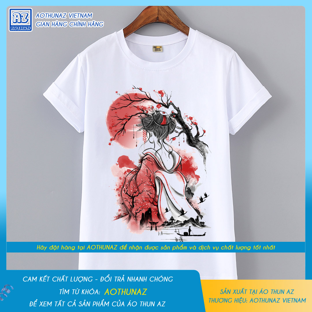 AOTHUNAZ - Áo thun nam nữ in hình Geisha phong cách Nhật Bản M2121
