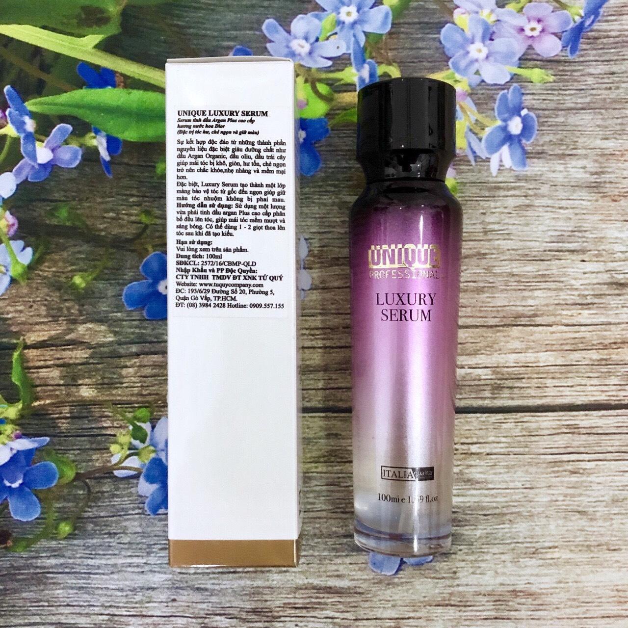Tinh dầu dưỡng tóc cao cấp unique luxury serum từ dầu argan oil, organic olive hương dior 100ml