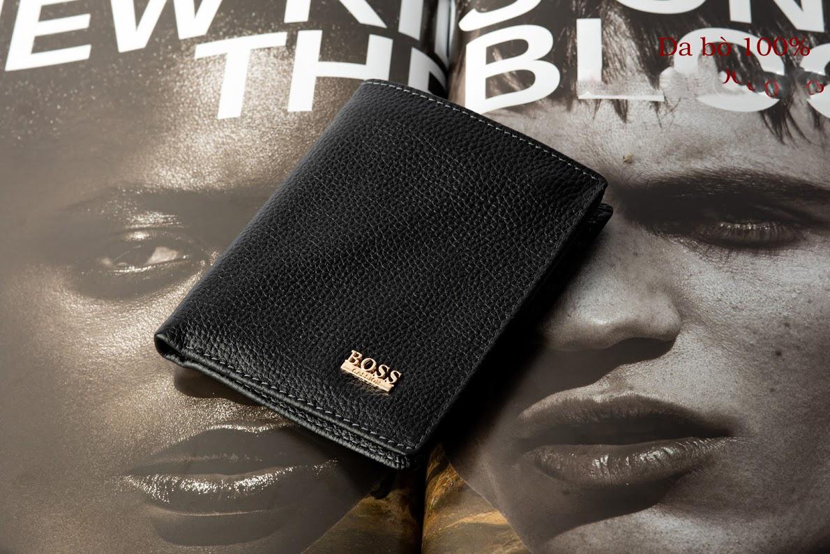 Ví nam da bò nhãn BOSS cao cấp nhiều ngăn tích hợp dạng gấp hàng thủ công made in Việt Nam