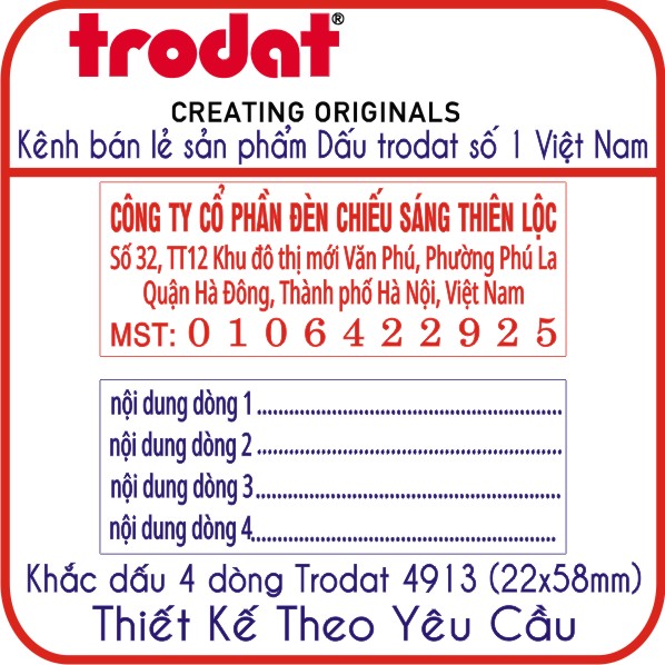 Khắc dấu địa chỉ, dấu mã số thuế, dấu hộ kinh doanh, dấu nhiều dòng - 22x58mm