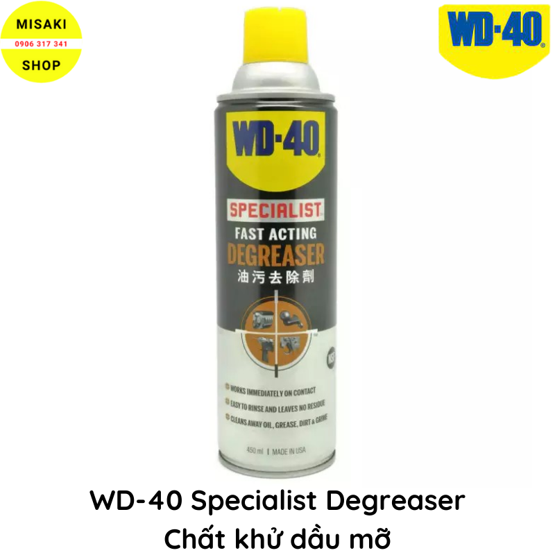 Chất tẩy rửa dầu mỡ wd-40 fast acting degreaser 450ml wd350030