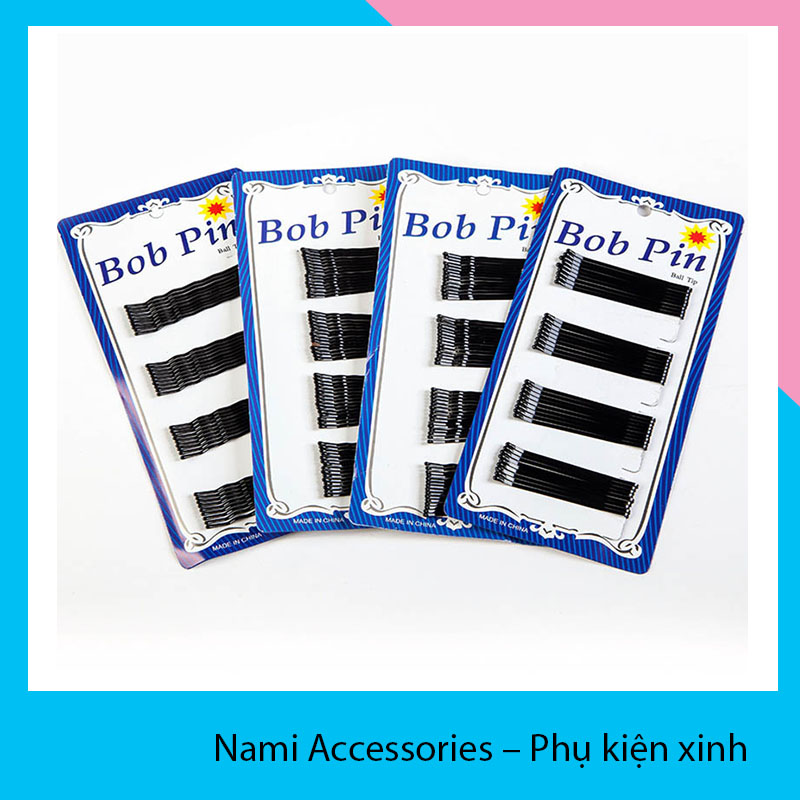 Set 2 Vỉ Kẹp Tóc Kẹp ghim tóc Bob pin màu trơn đen dễ thường