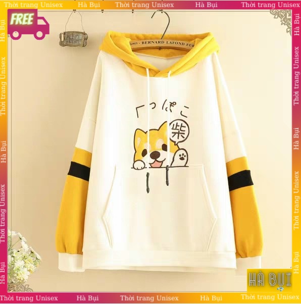 [HCM]Áo khoác cặp| áo hoodie unisex nam nữ nỉ bông in hình mèo con màu vàng cute năng động thời trang học đường