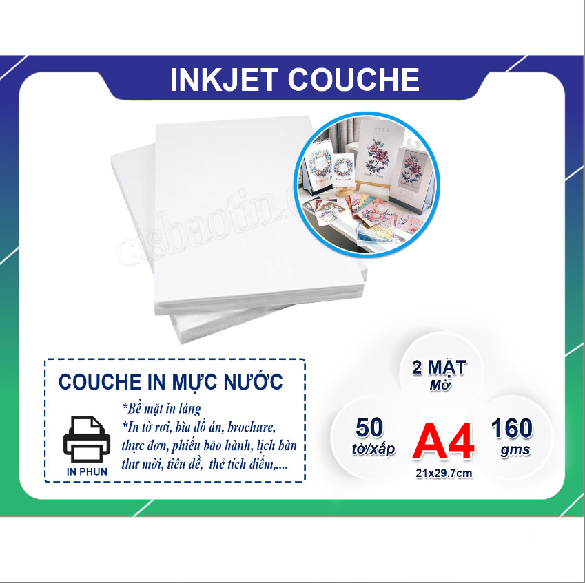 Giấy inkjet couche mờ in mực nước a3- xấp 50 tờ