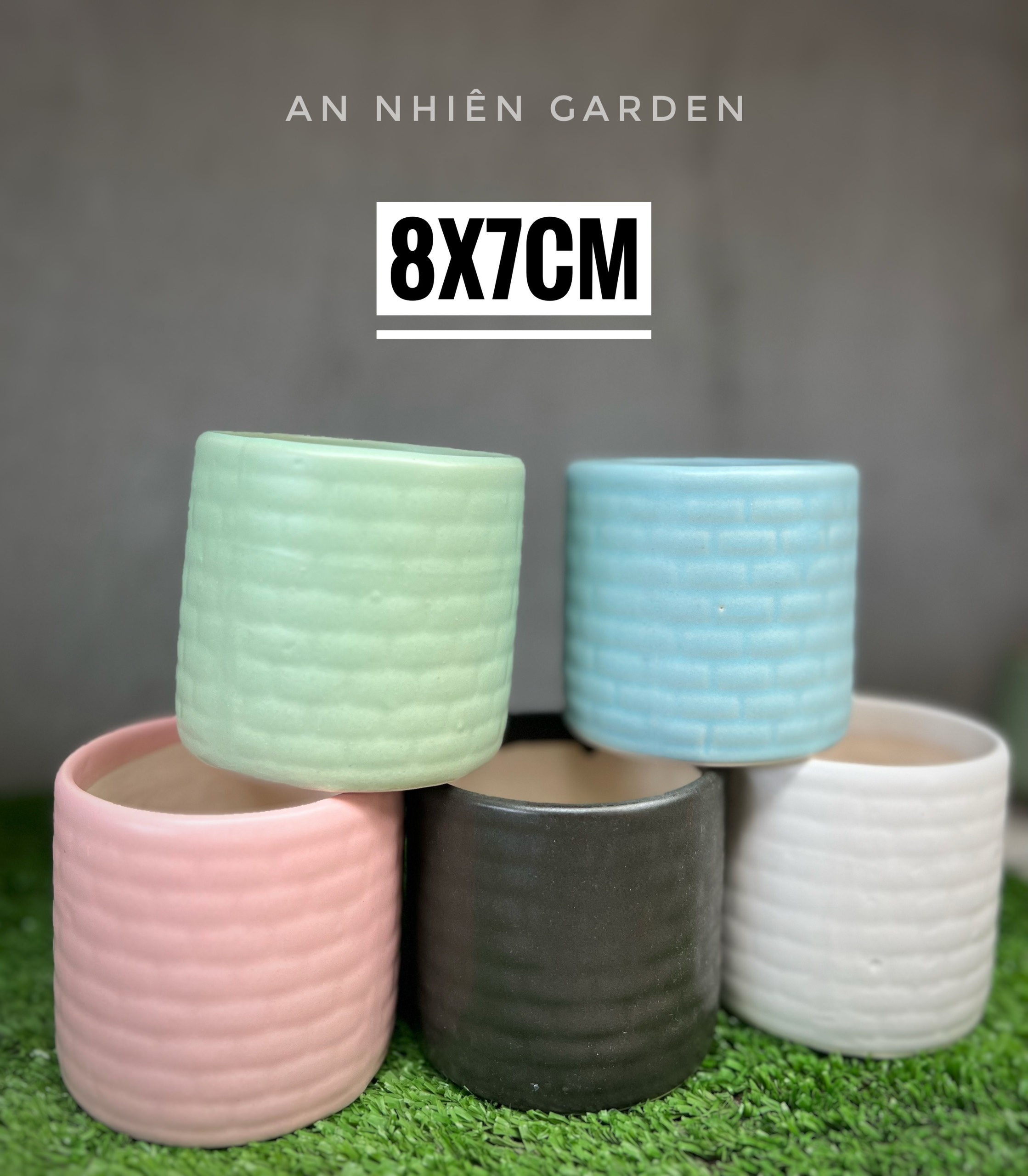 Chậu tráng men gạch mini kt 8x7cm-chậu trồng cây cảnh - cây mini - sen đá - xương rồng- lỗi 1 đổi 1