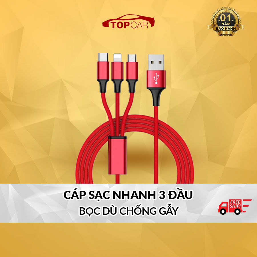 ⚡️cáp sạc 3 đầu⚡️cáp sạc - truyền dữ liệu usb chia 3 đầu cắm micro usb type- c lightning tiện dụng