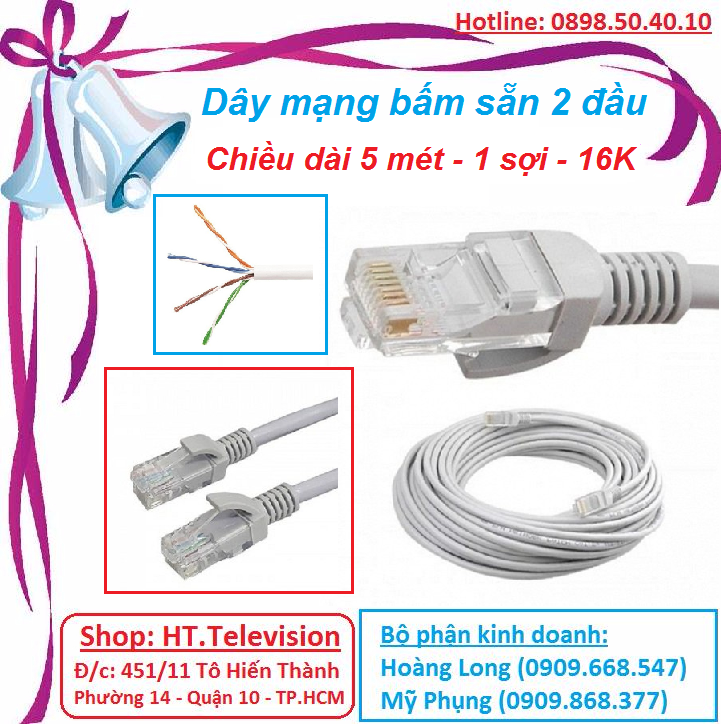 Dây mạng bấm sẵn 2 đầu - 5 mét