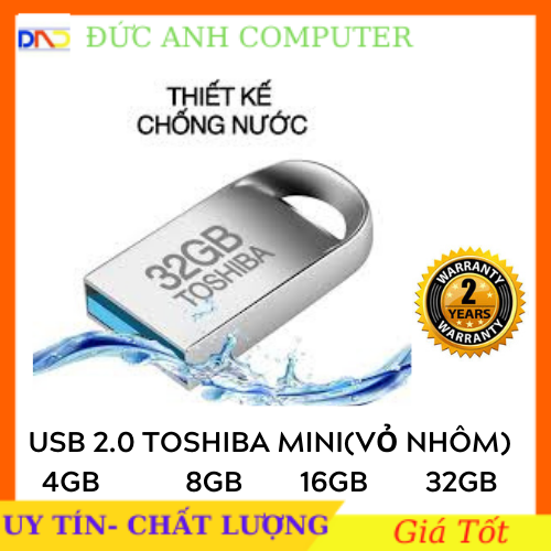 USB 2.0 Toshiba MINI Vỏ Nhôm 4GB/ 8GB/ 16GB/ 32GB (Bạc) -Thiết Kế Nhỏ Gọn- Kiểu Dáng Tinh Tế- Bảo hành 2 năm