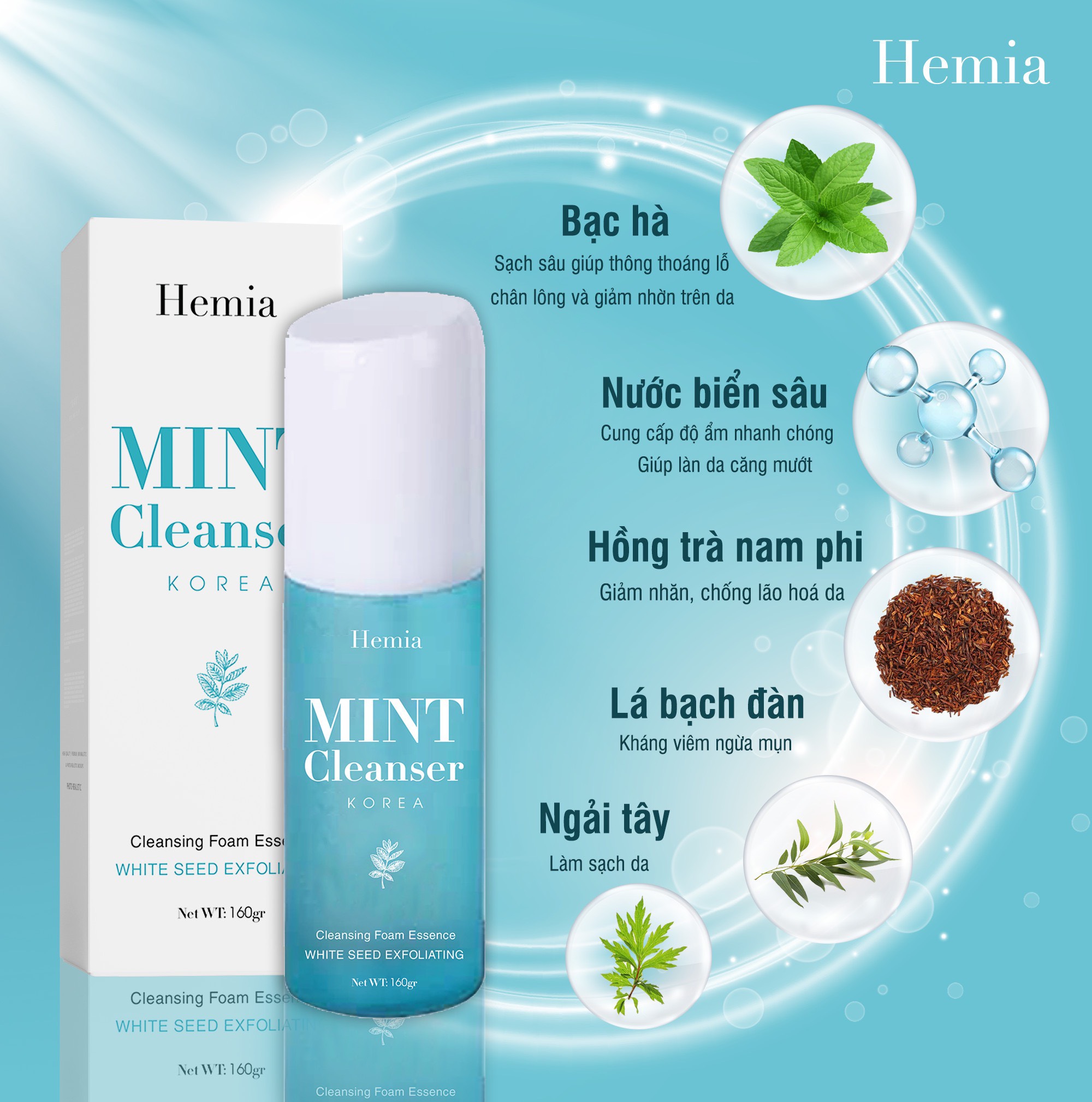 Sữa rửa mặt mint cleanser hemia