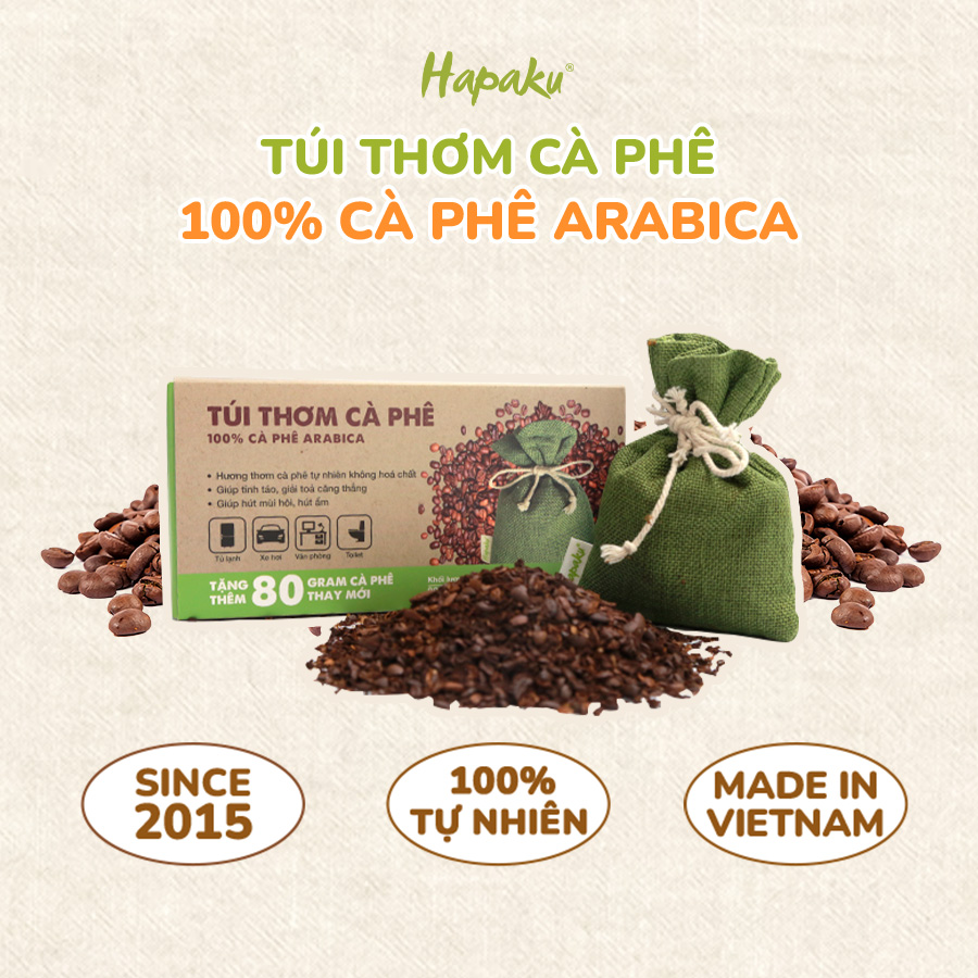 Túi Thơm Cà Phê Arabica Nguyên Chất, Túi Thơm Treo Xe Hơi Khử Mùi Hôi, Nấm Mốc, Túi Thơm Tự Nhiên An Toàn Sức Khỏe, Túi Thơm Hapaku