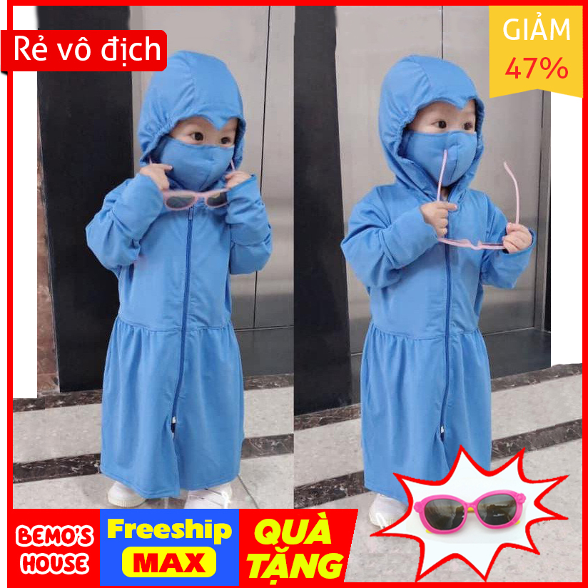 Bộ áo chống nắng dáng dài cho bé trai và bé gái từ 9-40kg, chất vải dày dặn siêu thoáng mát (Miễn ship+Tặng quà cho bé)