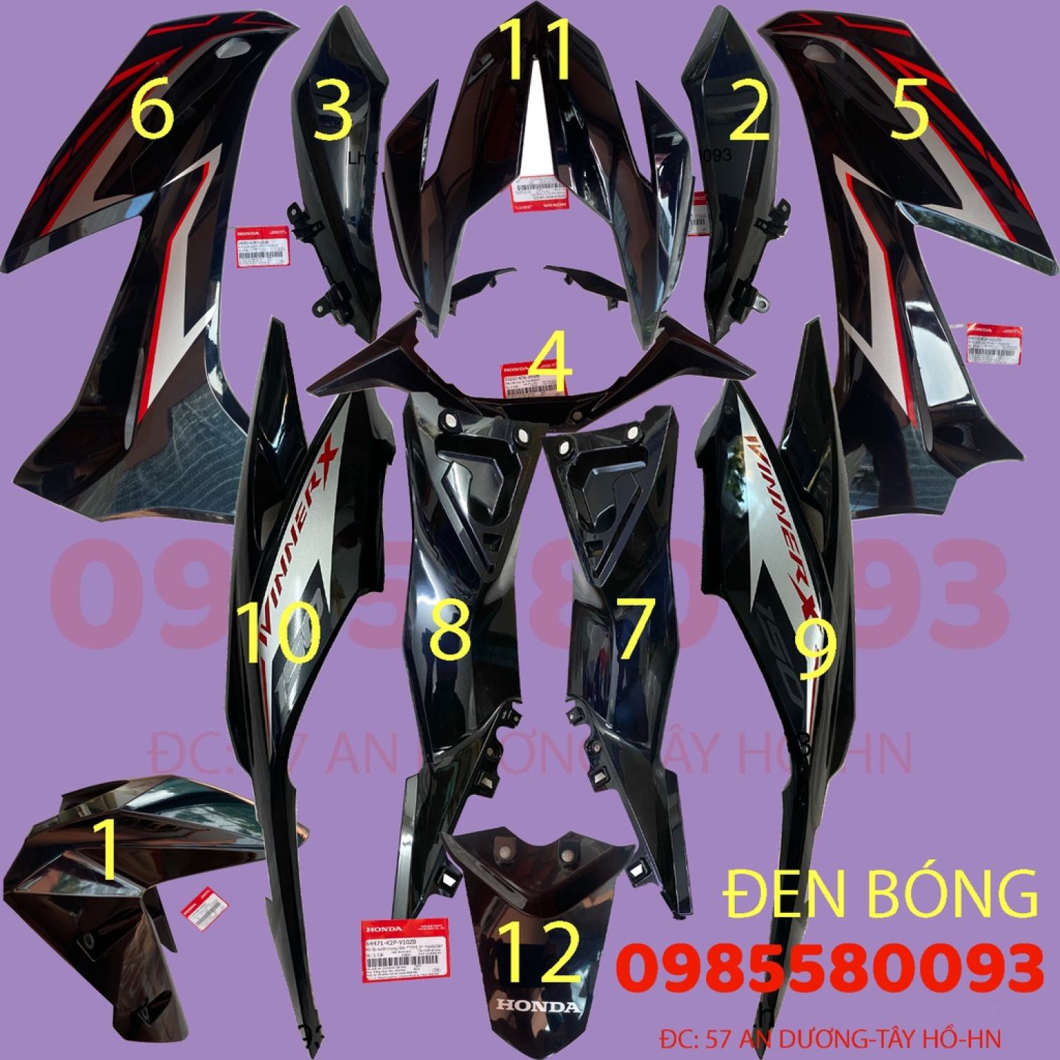 Dàn áo, bộ nhựa, vỏ xe winner x đen bóng 2021 chính hãng honda