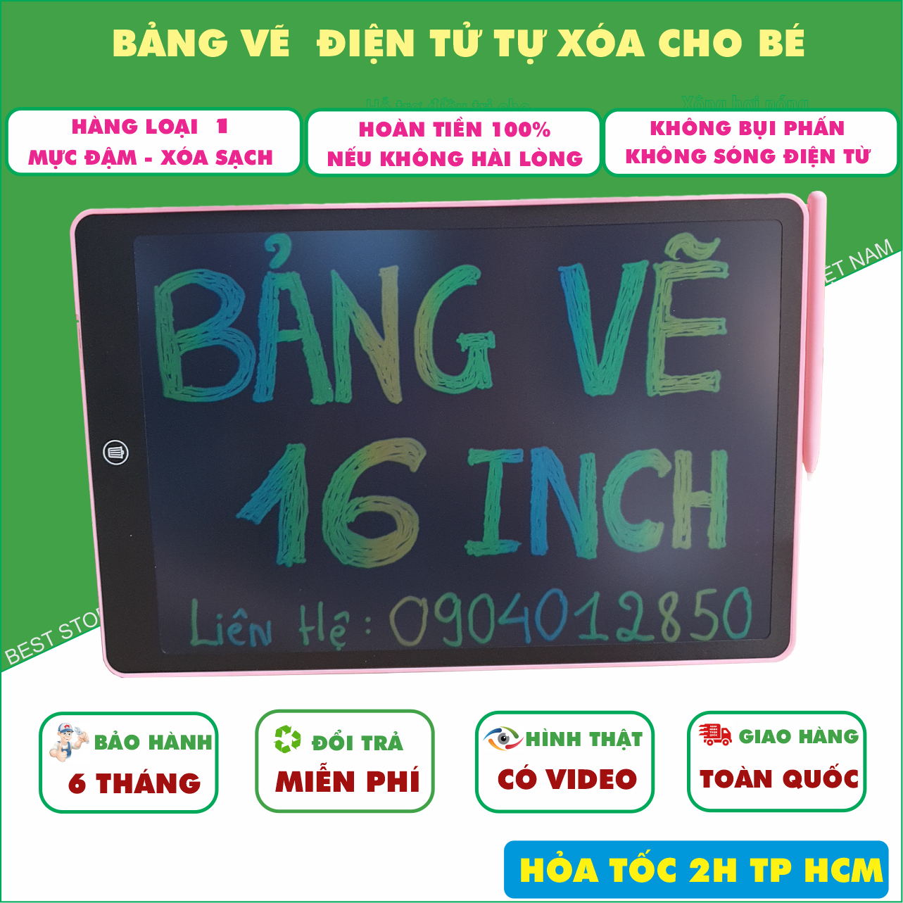 Bảng vẽ điện tử tự xóa Bảng viết thông minh màn hình 16 Inch Bảng viết điện tử thông minh chó bé vui chơi và học tập