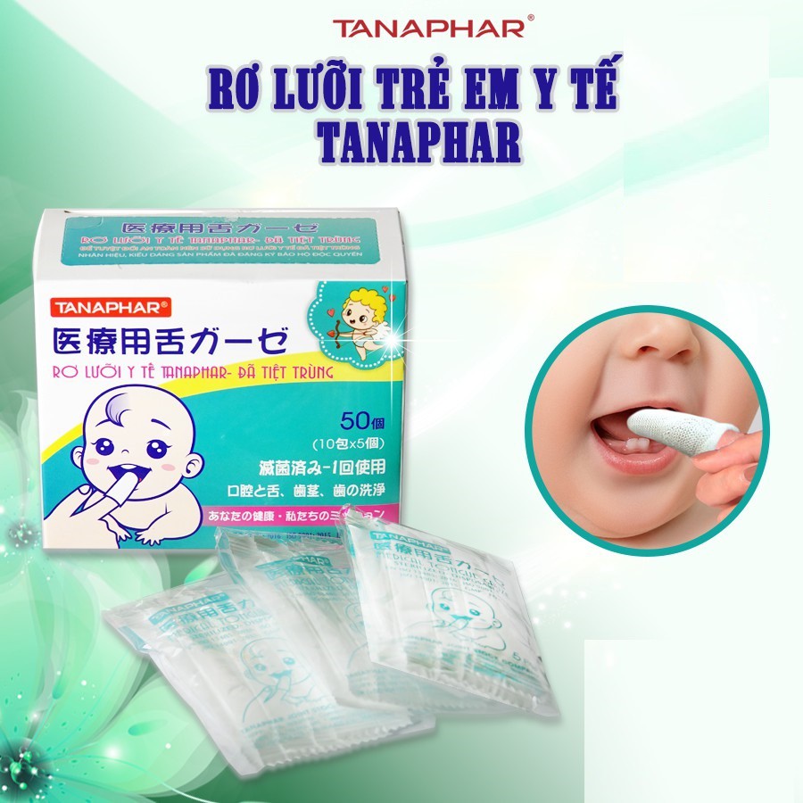 Hộp 50 cái Rơ lưỡi trẻ em y tế Tanaphar chất liệu mềm mại an toàn cho trẻ