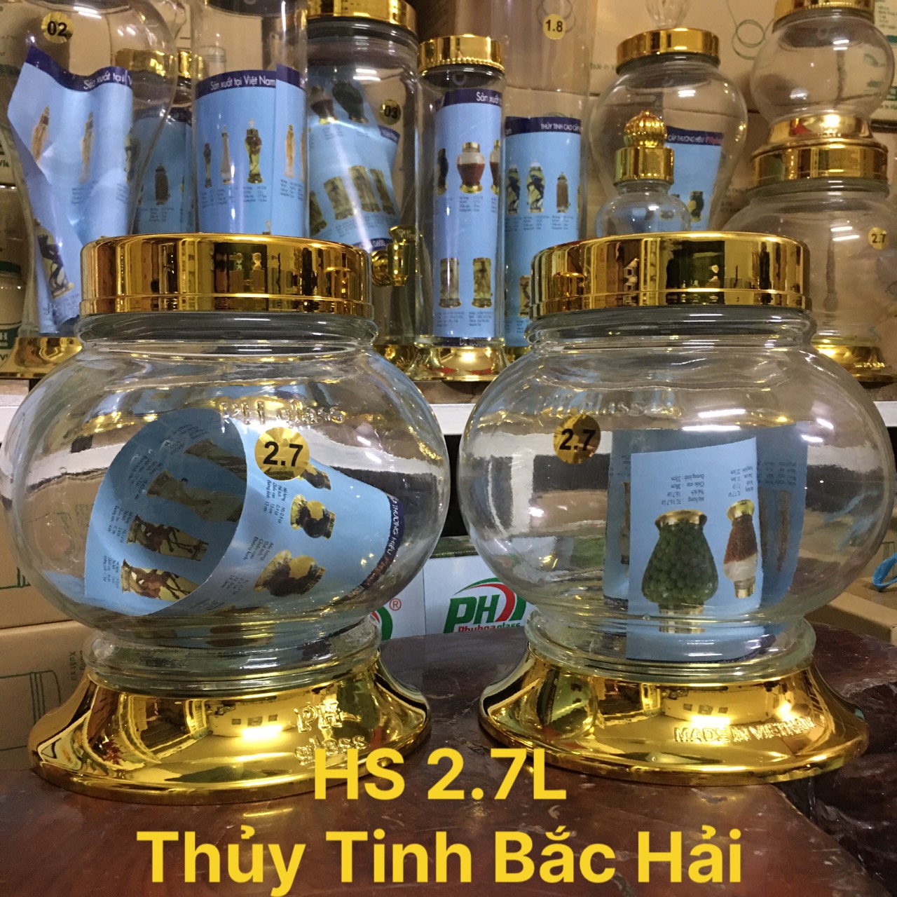 Bình thủy tinh và hũ thủy tinh ngâm trái câysâm hs2.7l- thủy tinh bắc hải
