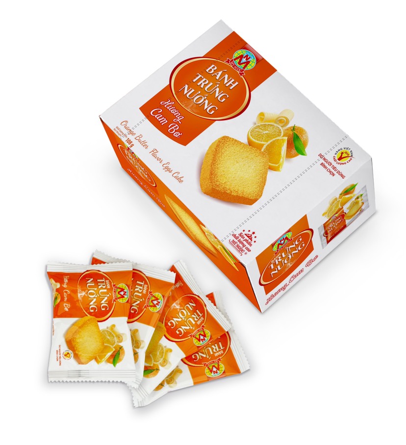 108g Bánh trứng nướng Hương CAM BƠ tươi GIÒN RỤM, 1 hộp CÓ 12bánh, theo tiêu chuẩn của Ban Quản Lý An Toàn Thực Phẩm HCM