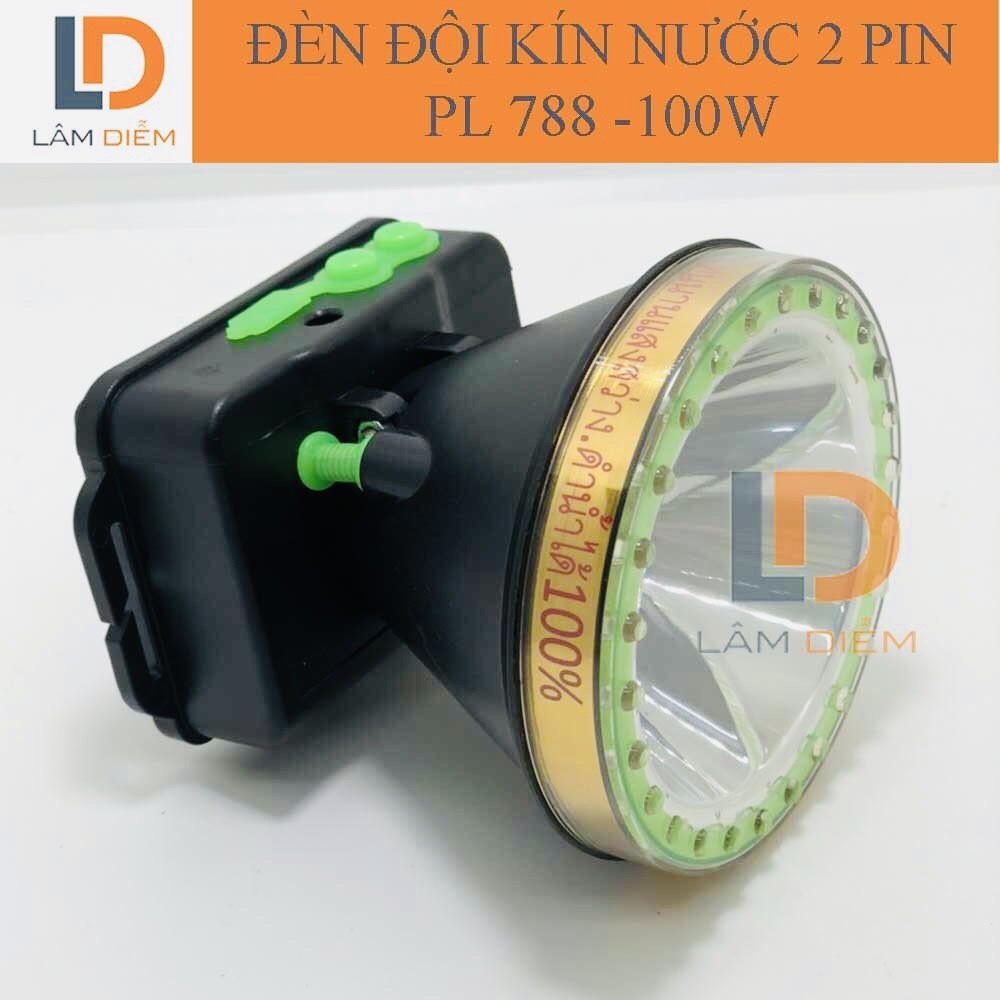 Đèn pin đội đầu siêu sáng đèn pin sạc đeo đầu chống nước 2 pin led siêu sáng 100w pl 788
