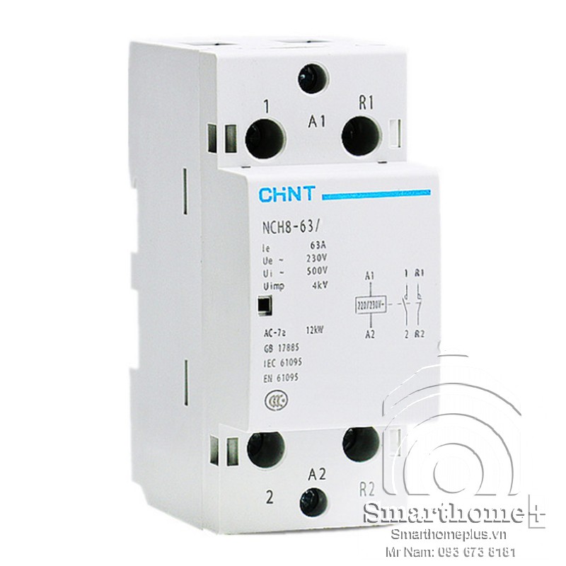 Khởi động từ contactor 1 pha 63a 2p chint nch8-63/20