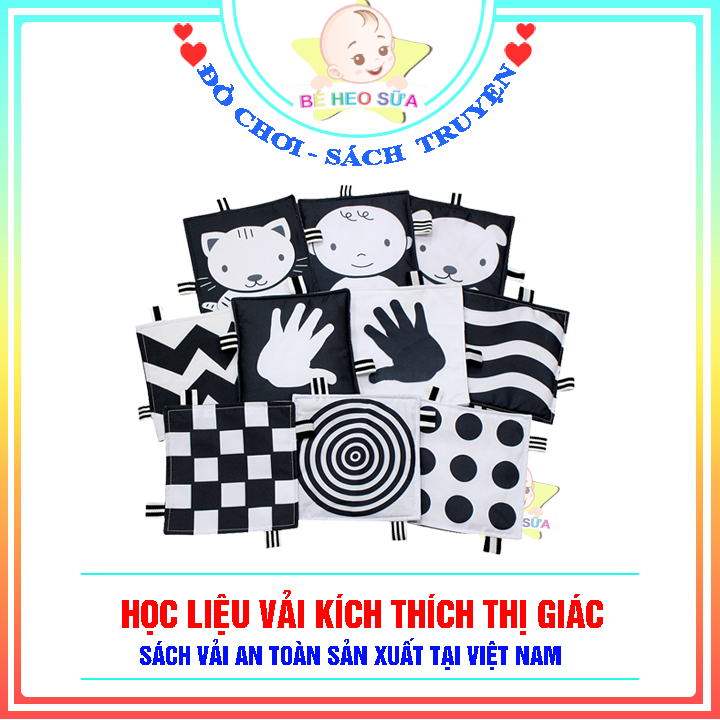 Học liệu vải kich thích thị giác đen trắng cho trẻ sơ sinh