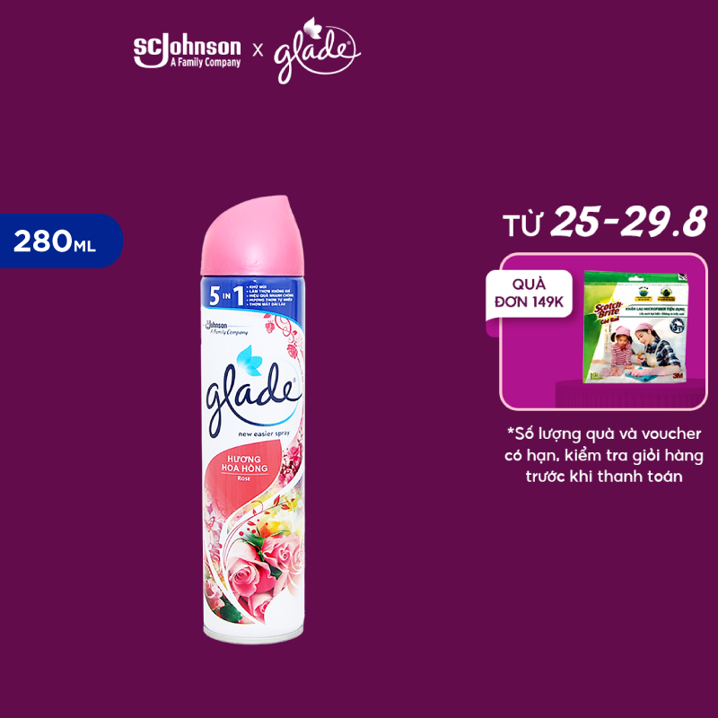 Glade xịt thơm phòng hương hoa hồng 280ml
