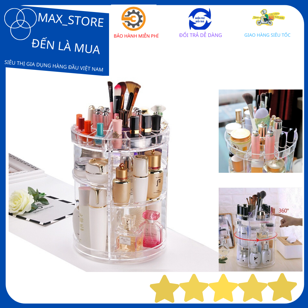 Kệ Mỹ Phẩm Xoay 360 Độ Cao Cấp - Kệ Đựng Mỹ Phẩm Trong Suốt - Siêu Bền, Khay Đựng Mỹ Phẩm Tiện Dụng - Nhỏ Gọn