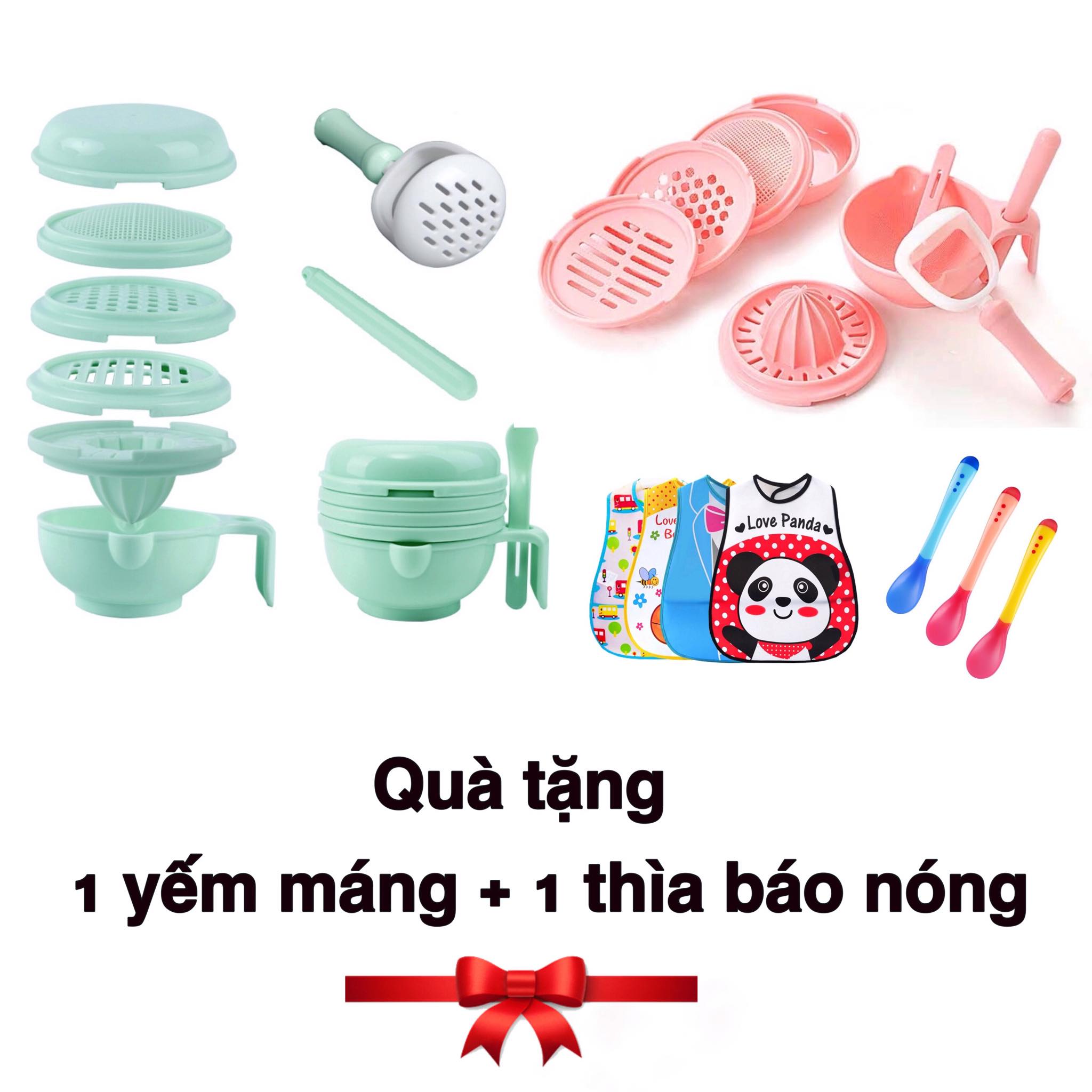 Bộ chế biến đồ ăn dặm kiểu Nhật 9 dụng cụ kèm quà tặng