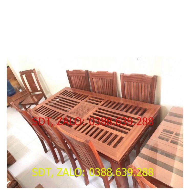 Bộ Bàn Ăn Nan Triện, Ghế 7 Nan Gỗ Xoan Đào .
