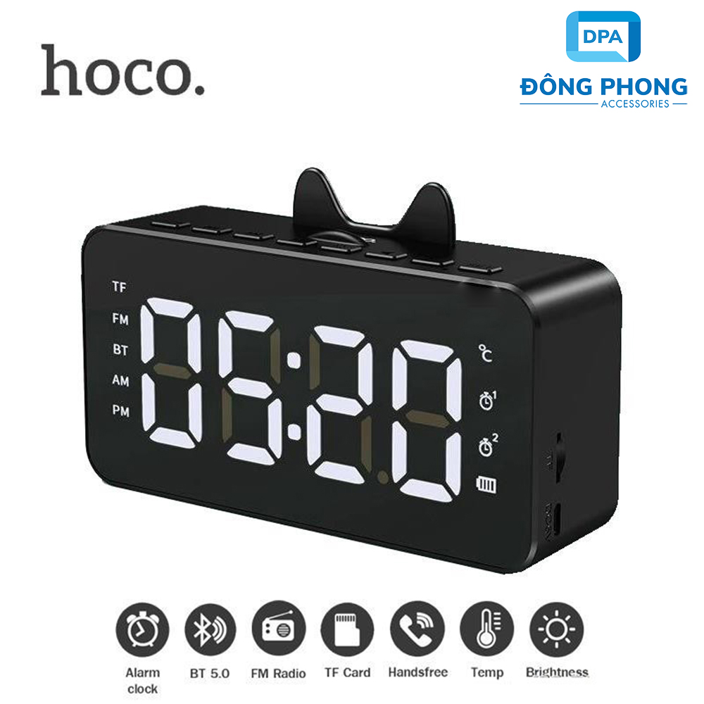 Loa bluetooth mini v5.0 hoco hk7 chính hãng có đồng hồ báo thức