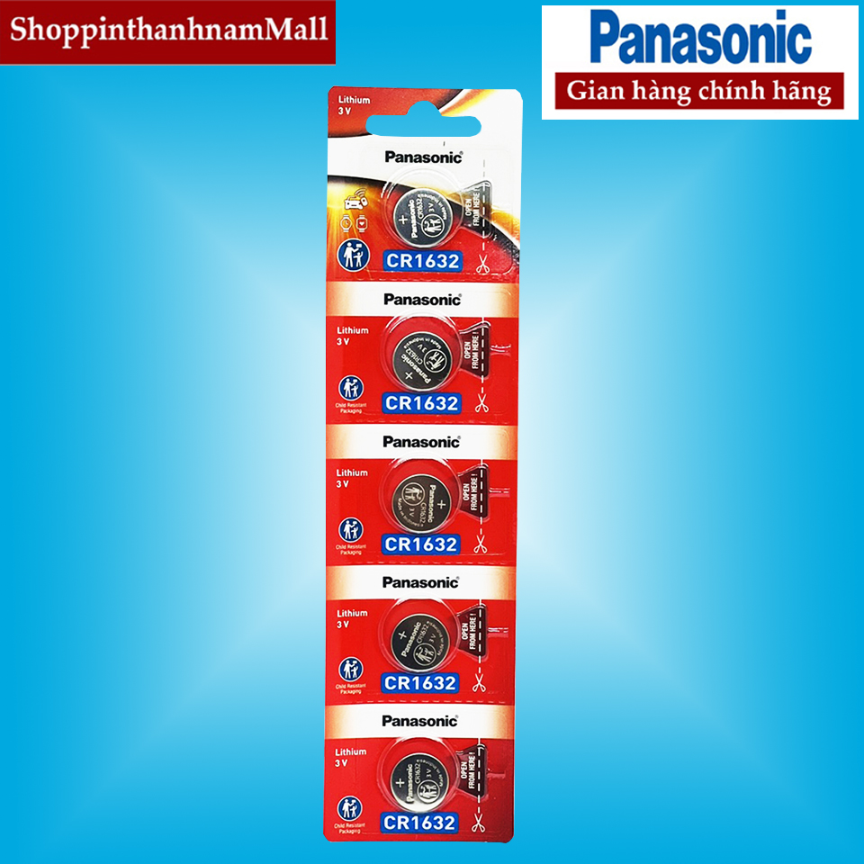 Pin cr1632 panasonic lithium 3v vỉ 5 viên chính hãng