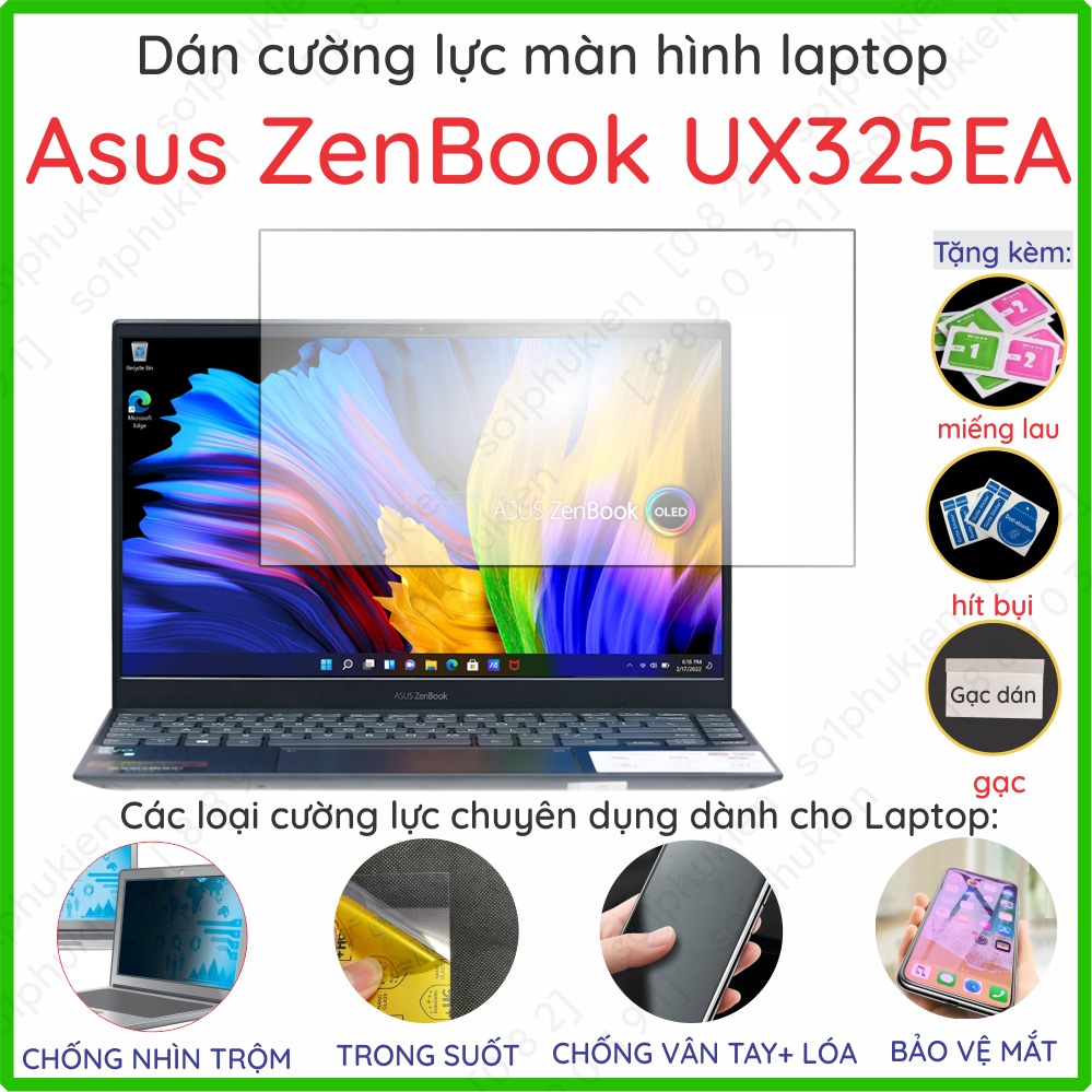 Dán cường lực màn hình laptop Asus ZenBook UX325EA nano trong suốt nhám chống vân tay bảo vệ mắt