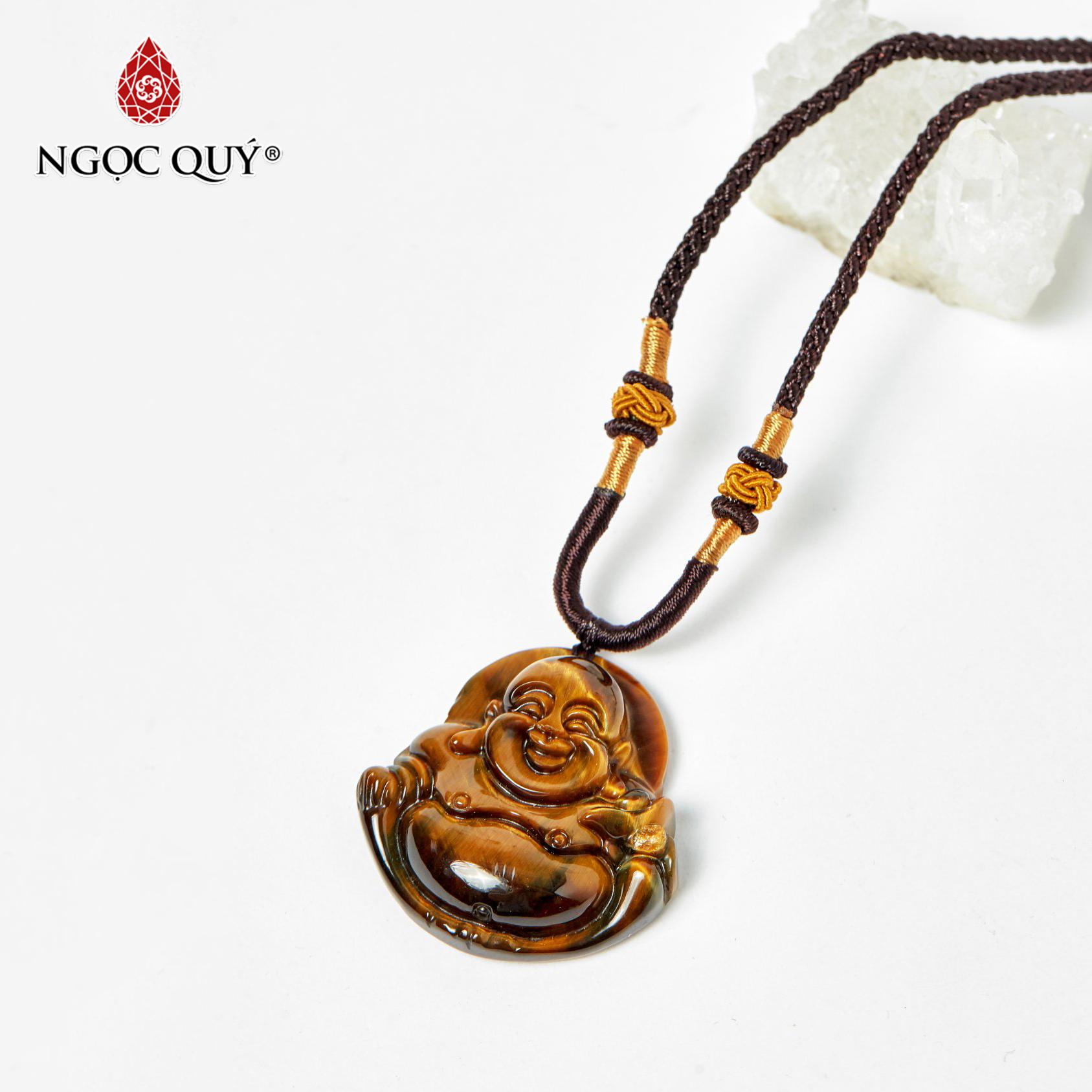 Mặt dây chuyền nam phật di lặc đá thạch anh mắt hổ 40x40mm mệnh thổ kim - Ngọc Qúy Gemstones