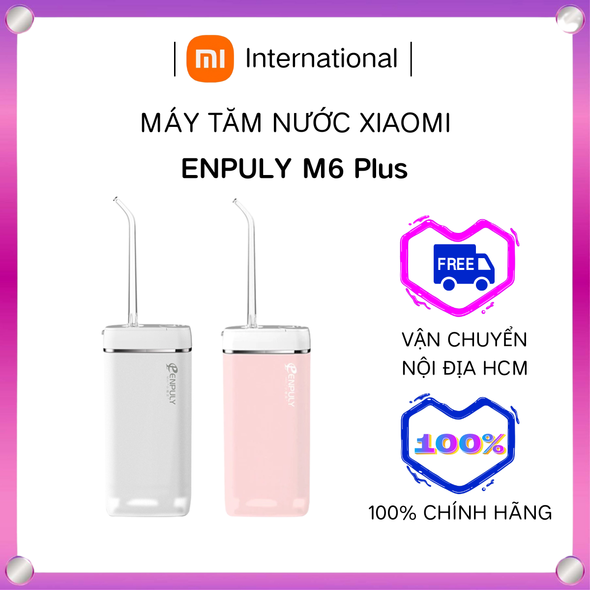 Máy tăm nước Xiaomi ENPULY Mini M6 Plus - Chống nước IPX8 với 3 chế độ làm sạch - Thiết kế nhỏ gọn kèm 2 đầu phun - Xiaomi International