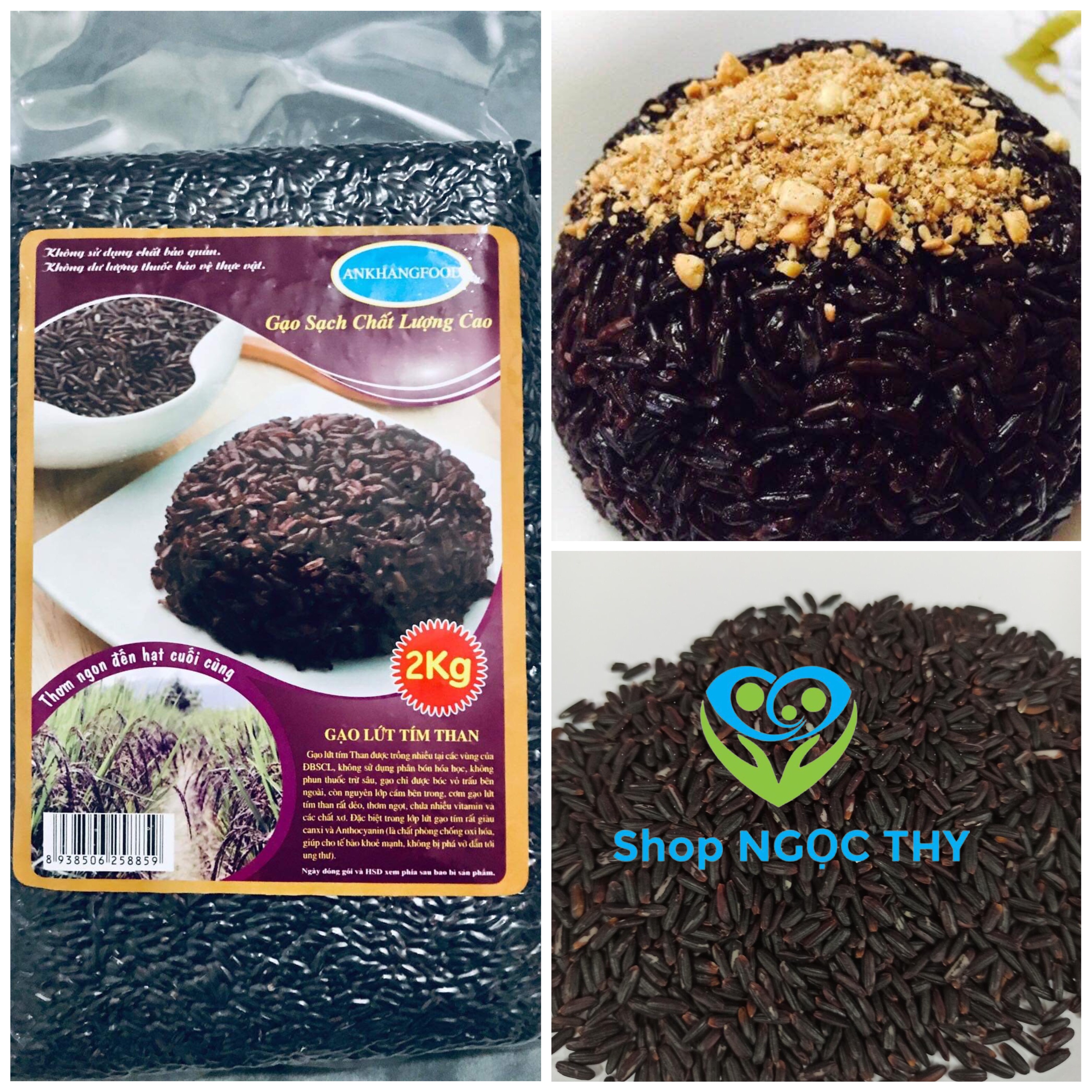Gạo lứt tím than dẻo An Khang Food 2KG