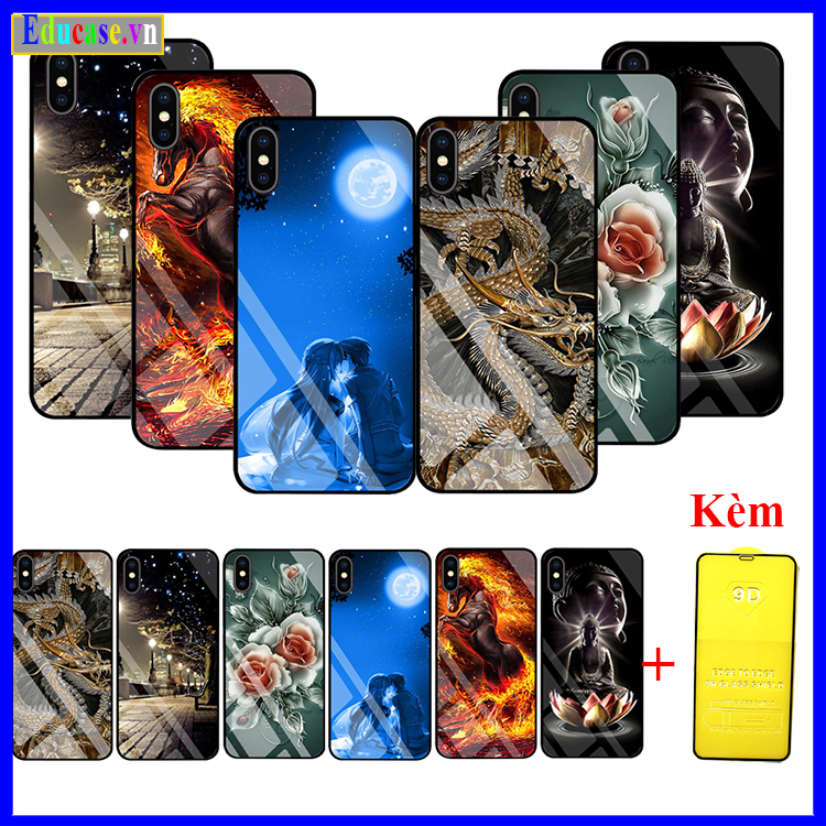 "Combo Ốp lưng  IPhone Xs Max" " Mặt Kính 3D"  Siêu Sắc Nét Viền Dẻo Cao Cấp Chống Va Đập Bảo Vệ Điện Thoại Tốt, Nhiều Hình Ảnh Đẹp Hợp Phong Thủy, Tặng kèm kính cường lực Educase.vn