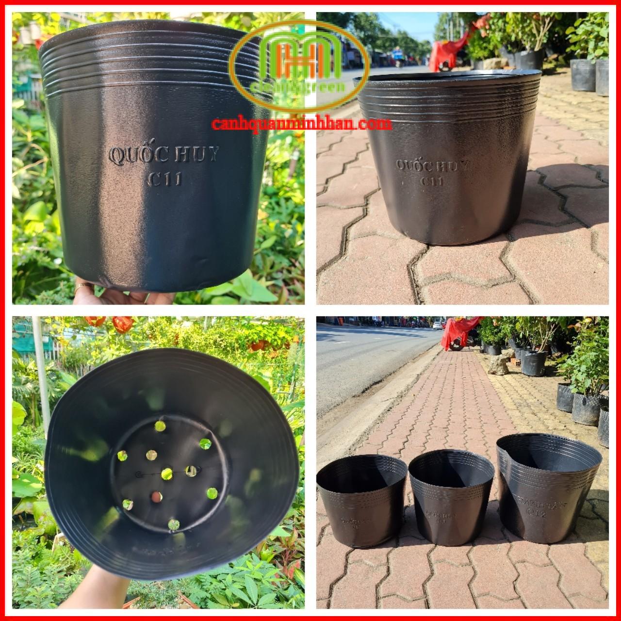 Chậu nhựa đen dẻo C12 kích thước 32cmx27cm trồng cây hoa Tết combo 50 cái | Minh Hân Garden