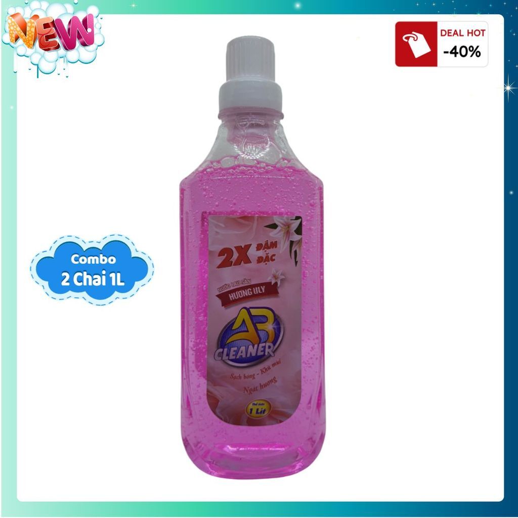 [2 Bottles of 1L] Ab Cleaner Floor Cleaner with Lily Scent, Natural Extracts, Helps Floors Shine and Smell Great - 1 Liter