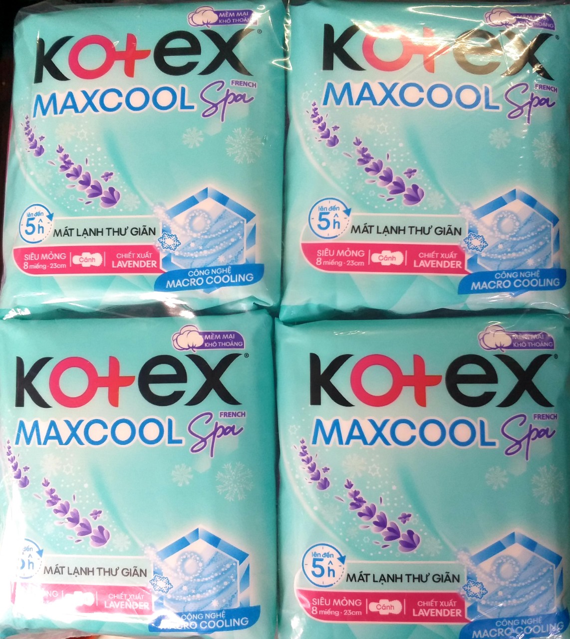 COMBO 4 GÓI/8 GÓI BĂNG VỆ SINH KOTEX MAX COOL SIÊU MỎNG CÁNH MIẾNG DÀI 23CM