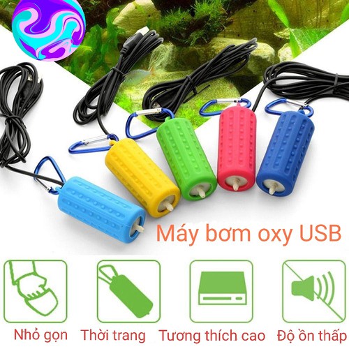 Máy bơm oxy cho hồ cá cổng USB dùng sạc dự phòng điện thoại