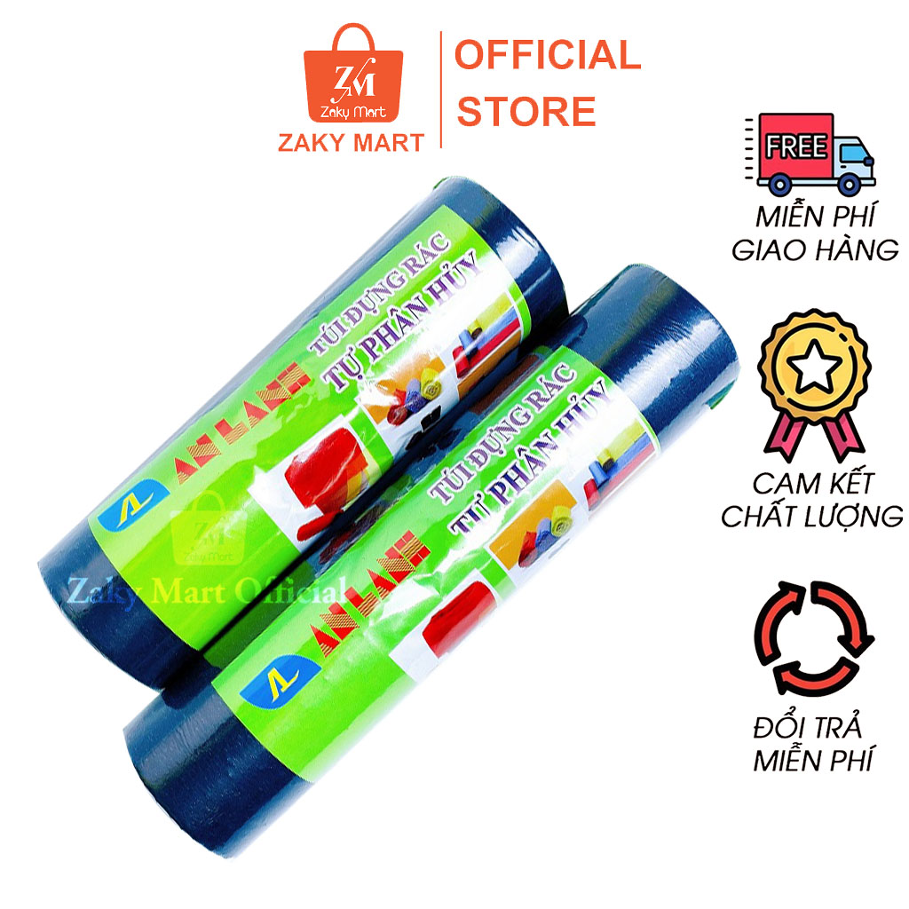 Combo 3 cuộn Túi đựng rác đen tự hủy An Lành túi to rộng siêu dai TRD003 - Zaky Mart Official