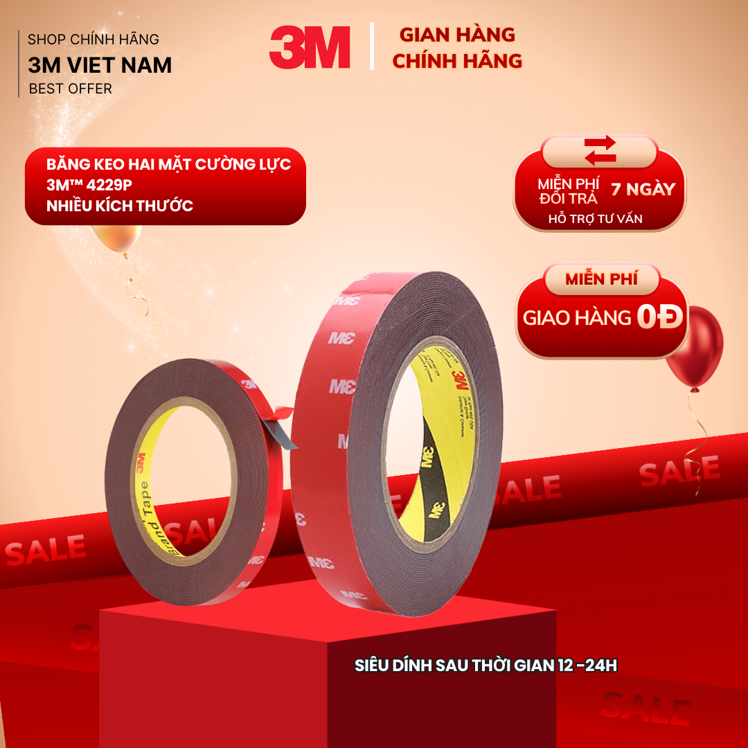 Băng Keo Cường Lực 2 Mặt Siêu Dính  Chống Nhiệt 3M™ Acrylic Foam Tape 4229P 10mm x 10m, dày 0.7mm màu xám  - Hàng Chính Hãng