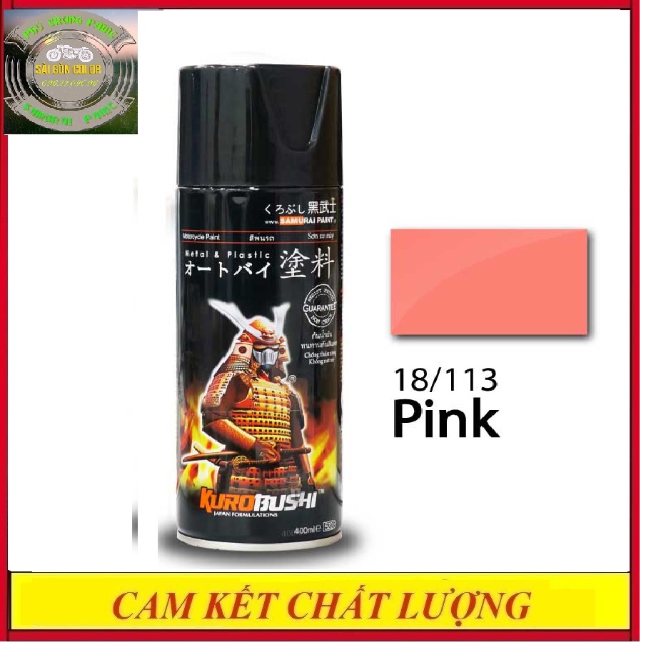 Sơn xịt xe máy samurai màu 113 màu hồng chai 400ml