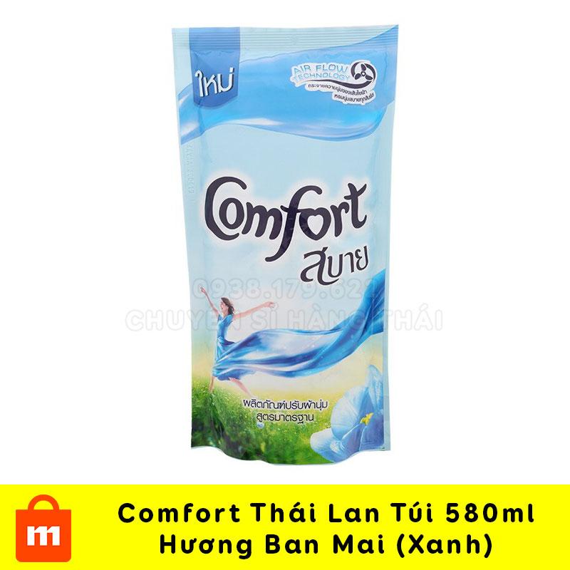 【MẪU MỚI】Nước Xả Vải Comfort Thái Lan Túi 500ml Hương Ban Mai (Màu Xanh)