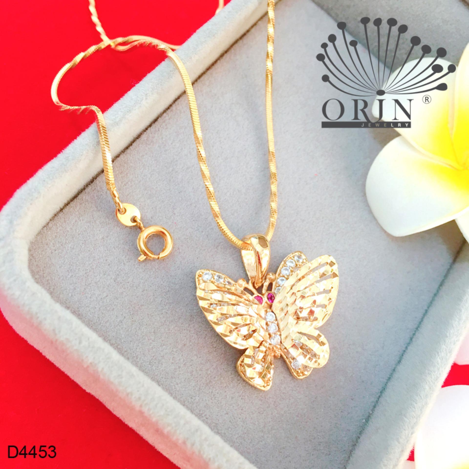 Dây chuyền dạng mì xoắn mặt bướm 2 tầng cánh đính đá thiết kế thời thượng Orin D4453