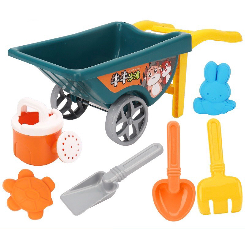 Combo Đồ Chơi Xe Rùa Chở Cát, xe đẩy xúc cát, Đồ chơi đi biển xúc cát hạt muồng cho bé