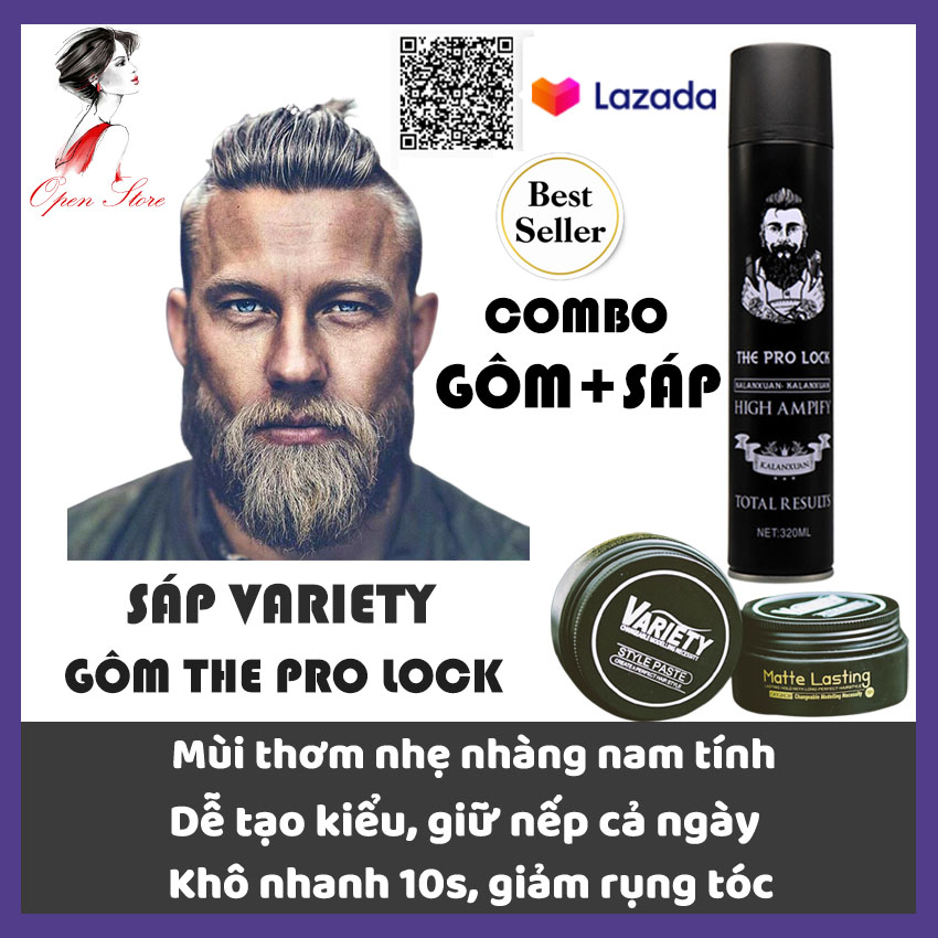 Combo, gôm xịt tóc giữ nếp cứng the pro lock 320ml, sáp vuốt tóc varie.ty matte -lasting 100ml, dễ tạo kiểu, giữ nếp, kết hợp dùng gôm xịt tóc butterfly shadow, dễ tạo kiểu, dùng cho cả tóc nam và nữ, sáp vuốt tóc, gel xịt tóc, open