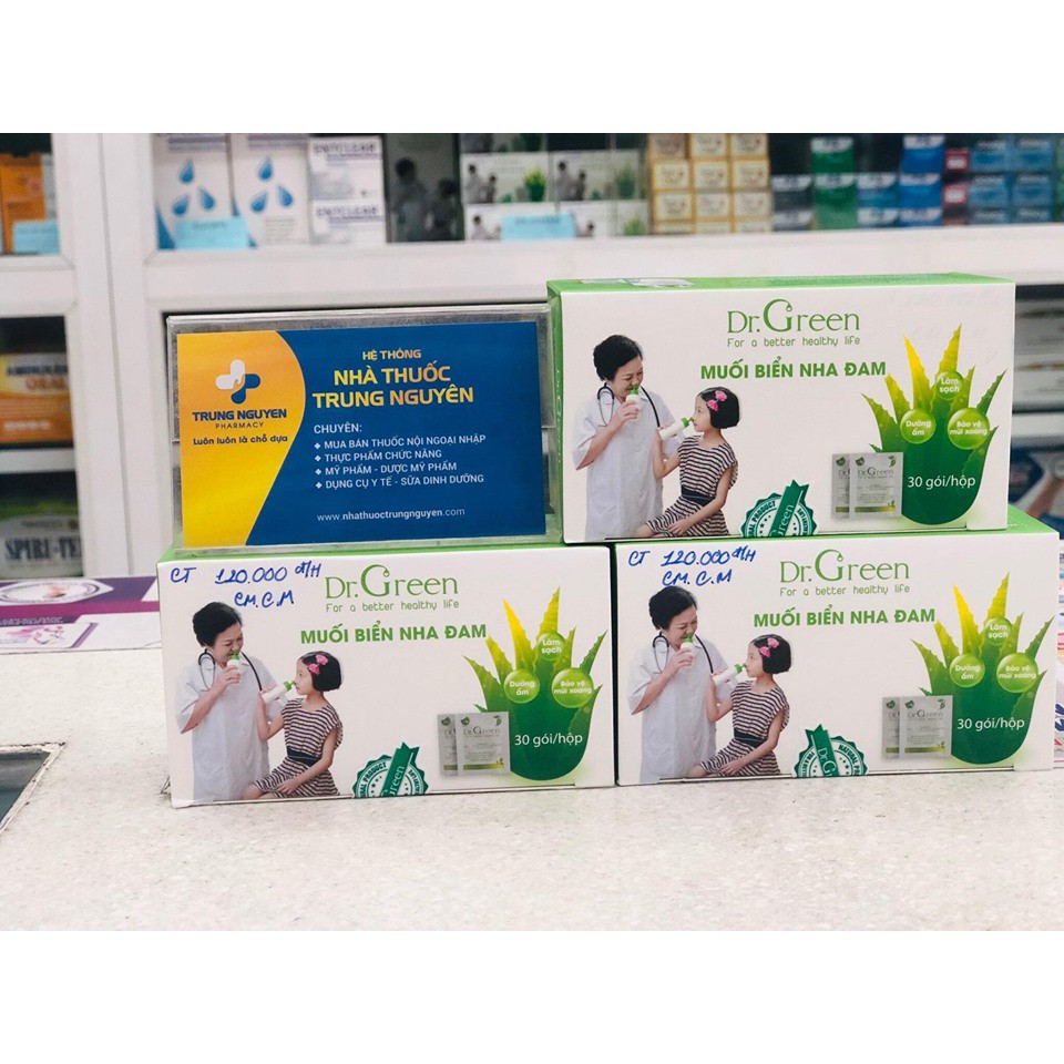 [HCM]Muối biển nha đam dr.green hộp 30 gói - muối rửa mũi xoang chất lượng đảm bảo an toàn đến sức khỏe người sử dụng cam kết hàng đúng mô tả