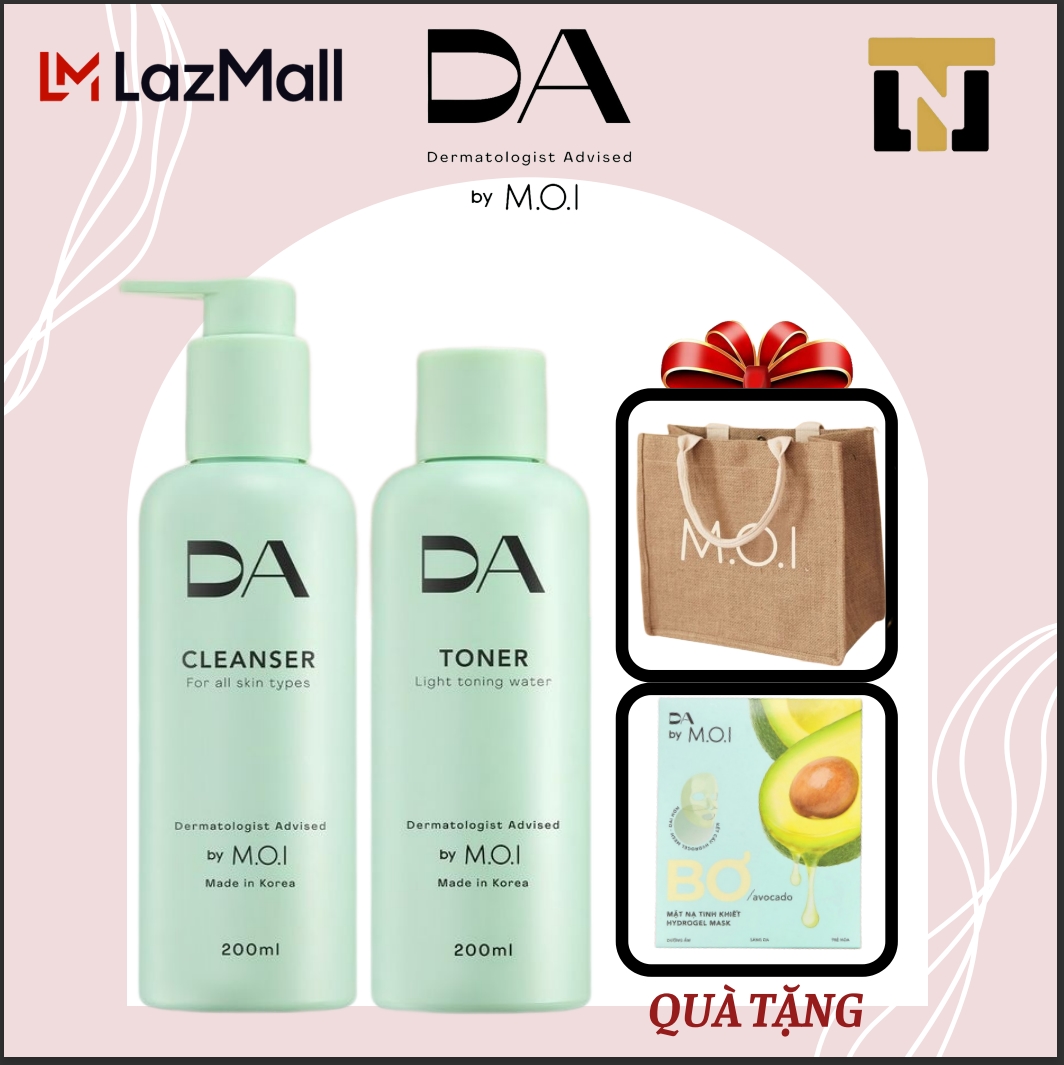 Combo Sữa rửa mặt và Toner DA by MOI Cosmetics làm sạch, dưỡng ẩm cho da